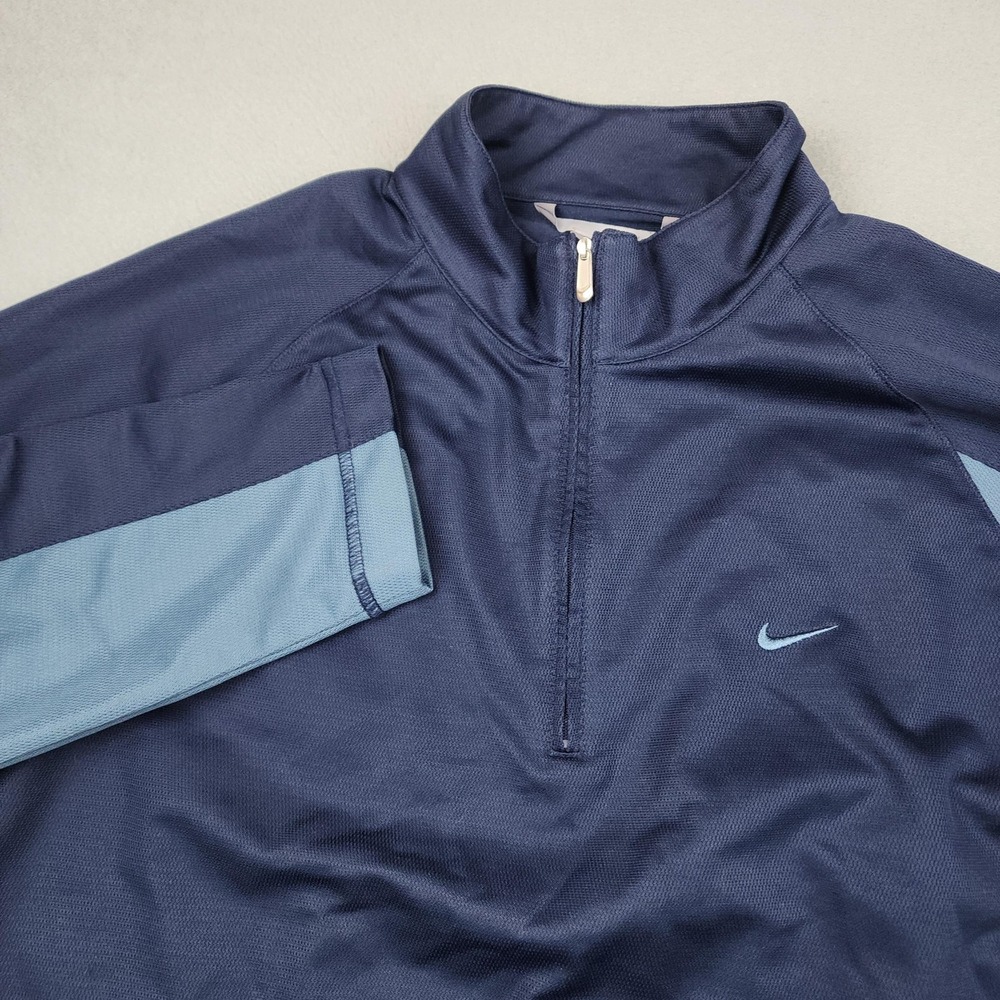 Nike Pullover Mens XL Blue Quarter Zip Colorblock Training Shirt Athletic Top